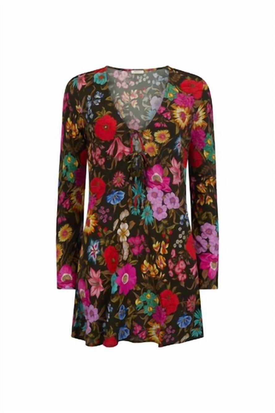 NEW SPELL women's valley of the dolls bias cut mini dress in black multi